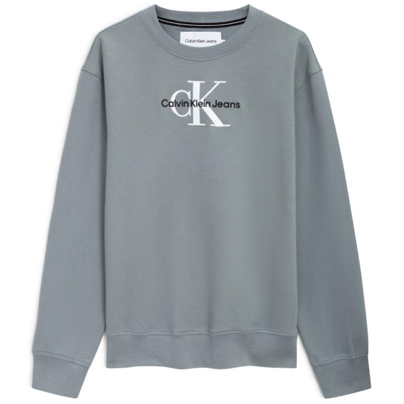Calvin Klein Свитшот с логотипом в виде буквы, модный, с цветными блоками, с плетеной лентой, с круглым вырезом, мужской, темно-серый J323160-PN6