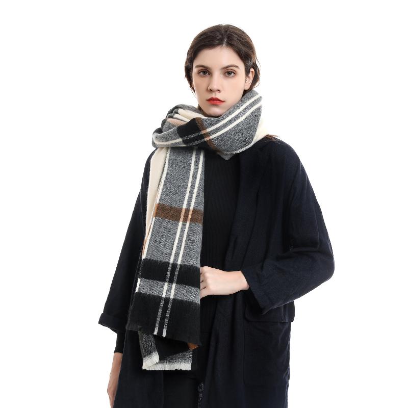 Autumn and Winter Plaid Color Matching Scarf, Trendy and Warm, Simple and Fashionable Korean Version of Literary and Warm Scarf