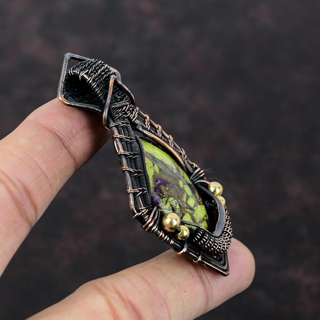 Copper Stichtite Pendant Copper Wire Wrapped Gemstone Pendant Handmade Pendant Wire Wrapped Jewelry Engagement Gift Stichtite Copper Jewelry