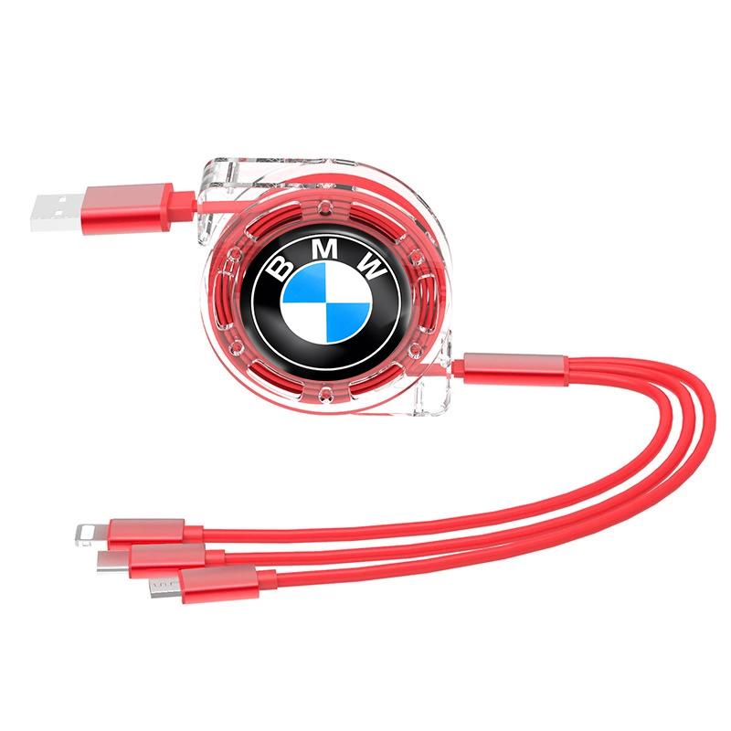 XZFG7 Автомобильный Быстрозарядный 3-в-1 Кабель Данных Micro USB Type-C Для BMW X1 X2 X3 X5 X4 X6 X7 G30 G20 G32 G11 G12 F40 F30 F20 F10 F34 F07