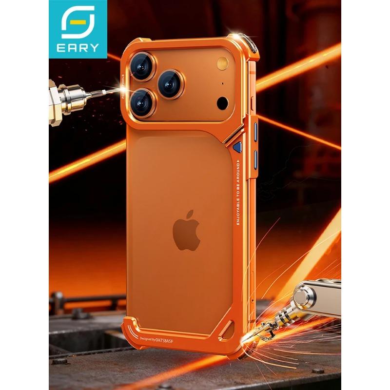 Eary 9-Shaped for IPhone 17 Pro Max Bumper Phone Case Metal for Magsafe Wireless Charging with Lens Holder Stand Frameless Shell