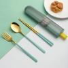 Набор столовых приборов из 3 предметов: ложка, вилка, палочки для еды, столовые приборы с коробкой, переносная посуда из нержавеющей стали 304 для путешествий, кемпинга