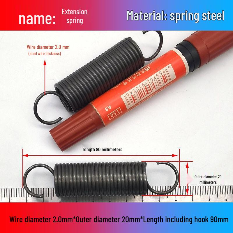 Желтая пружина растяжения из пружинной стали с крюком для удлинителя электрического вилочного погрузчика, наружный диаметр 12-22 мм, проволока 2,0 мм, высокая сила растяжения