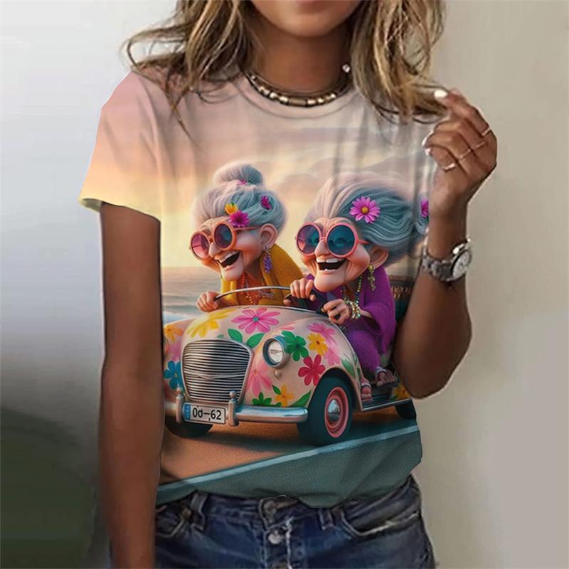 Funny Animal Pattern T-Shirt For Women Cute Fox 3D Printed T Shirts Summer Casual Daily Round Neck Tops Short Sleeves Loose Tees