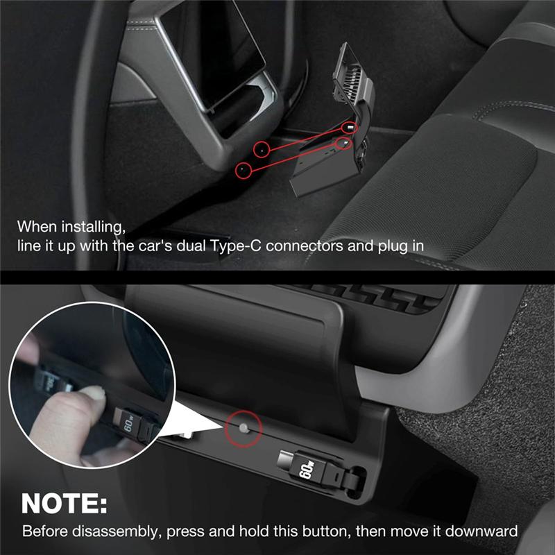 USB Charging Hub For Tesla Model Y Juniper 2025 Model 3 Highland 2024 2025 Rear Air Outlet Docking Station Fast Charger