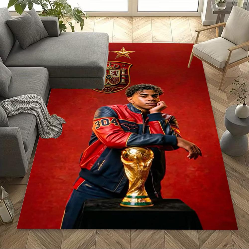 Lamine Yamal's Spain's Golden Trophy Moment Floor Mat Design for Dormitory Playrooms Decorate room Dining Room Antislip Carpet Decorate Offices