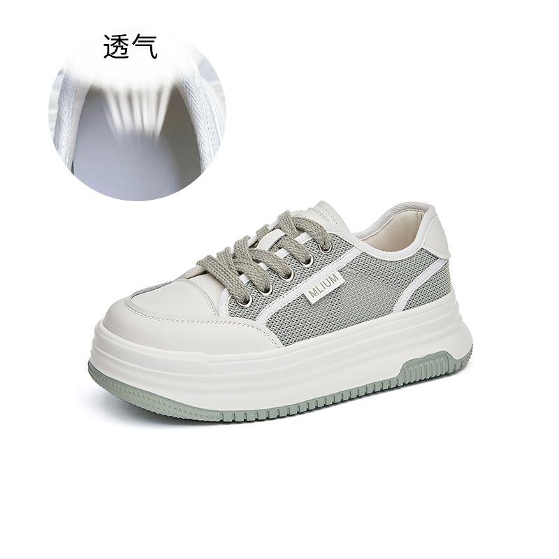 Кожаные маленькие белые туфли женские 2025 лето новые сетчатые дышащие кеды женские повседневные универсальные на платформе женские туфли