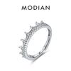 MODIAN Серебряное кольцо 925 пробы с прозрачным цирконием, модное, в виде короны, открытого размера, регулируемое, для женщин, свадебное, statement, тонкое ювелирное изделие, подарки