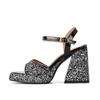 Krazing Pot Sequin Cloth Peep Toe Super High Heels Summer Shoes Buckle Straps Modern Party Fashion Women Sandals