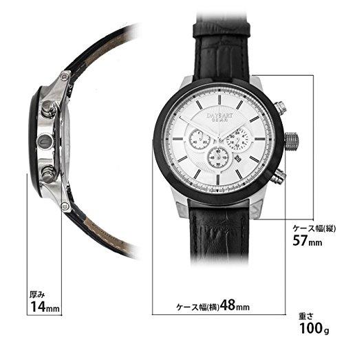 Часы-хронограф Days Art Original с пряжкой на поясе из натуральной кожи, белый циферблат, большие, на батарейках, кварцевые, мужские