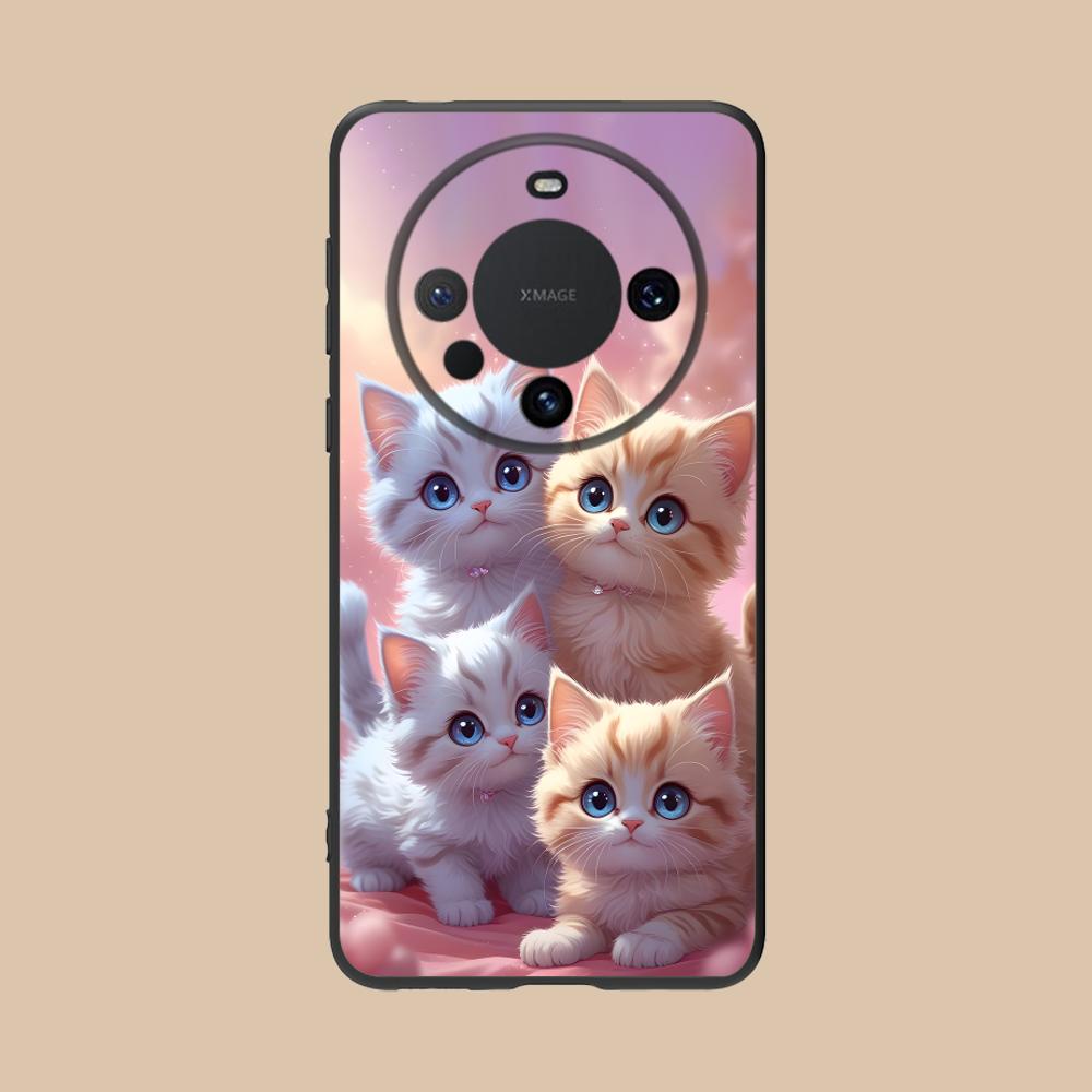 Kitten Cute Cat Kawaii Phone Case for Huawei Mate 60 50 40 30 20 10 Pro Plus Lite E 5G Black Luxury Cellphones Pretty