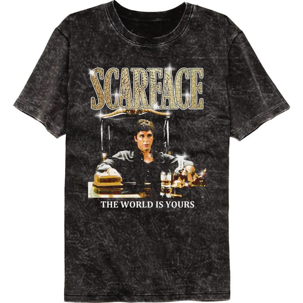 Scarface Gold Logo Mineral Wash Black T-Shirt
