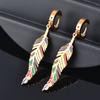 Titanium Titanium Steel Color Drip Oil Gold Leaf Pendant Earrings Stainless Steel Non -Fade Coloring Jewelry