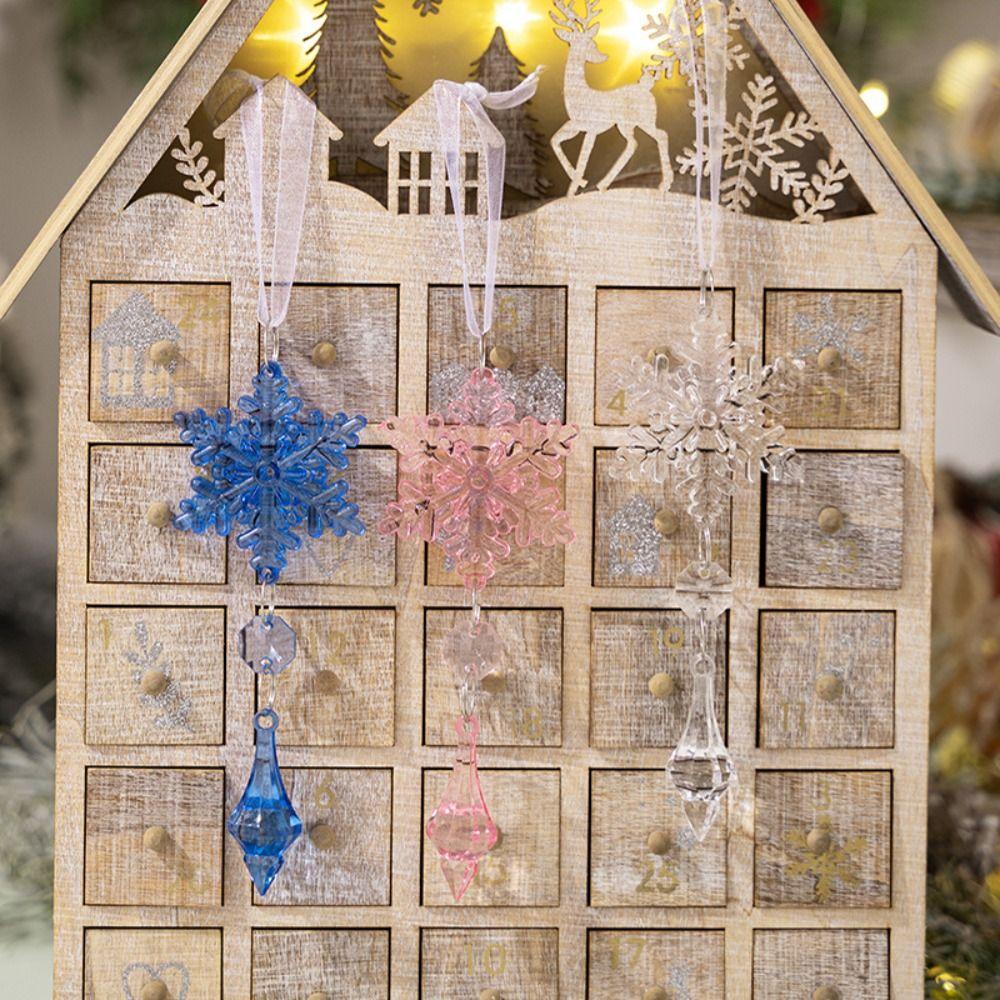 4pcs Colorful Snowflake Icicle Pendants Xmas Tree Ice Hanging Ornament Merry Christmas Decoration