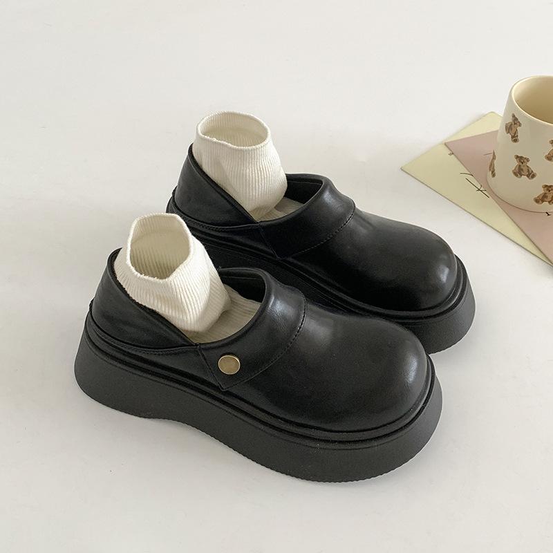 Туфли-лоферы на платформе в британском стиле ретро с круглым носком, женские, новые весна-осень 2025, для юбки, французские лоферы, одинарные туфли