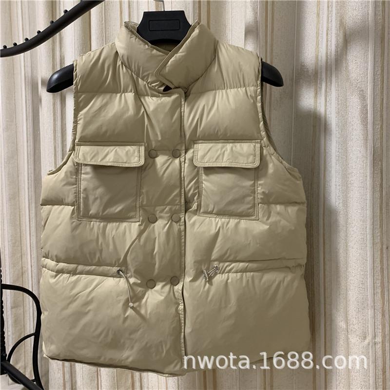 Down vest women's short autumn and winter new waist stand-up collar bread clothes vest vest vest white duck down vest women