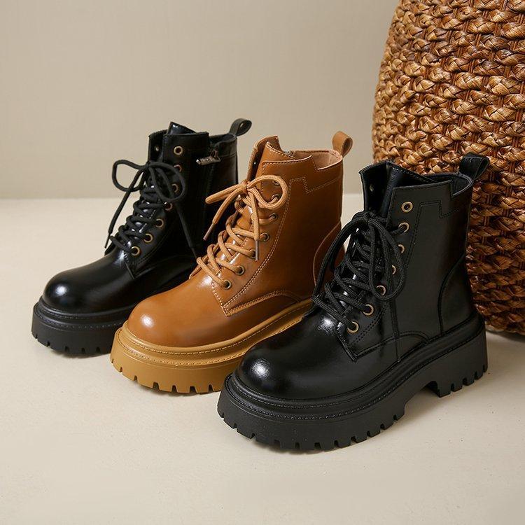 Ботинки женские весна-осень с юбкой короткие ботинки толстая подошва ретро внутренняя толстая подошва модные и удобные