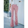 Женские вельветовые брюки-клеш с высокой талией на резинке, узкого кроя, однотонные, для офиса и повседневной носки, длинные