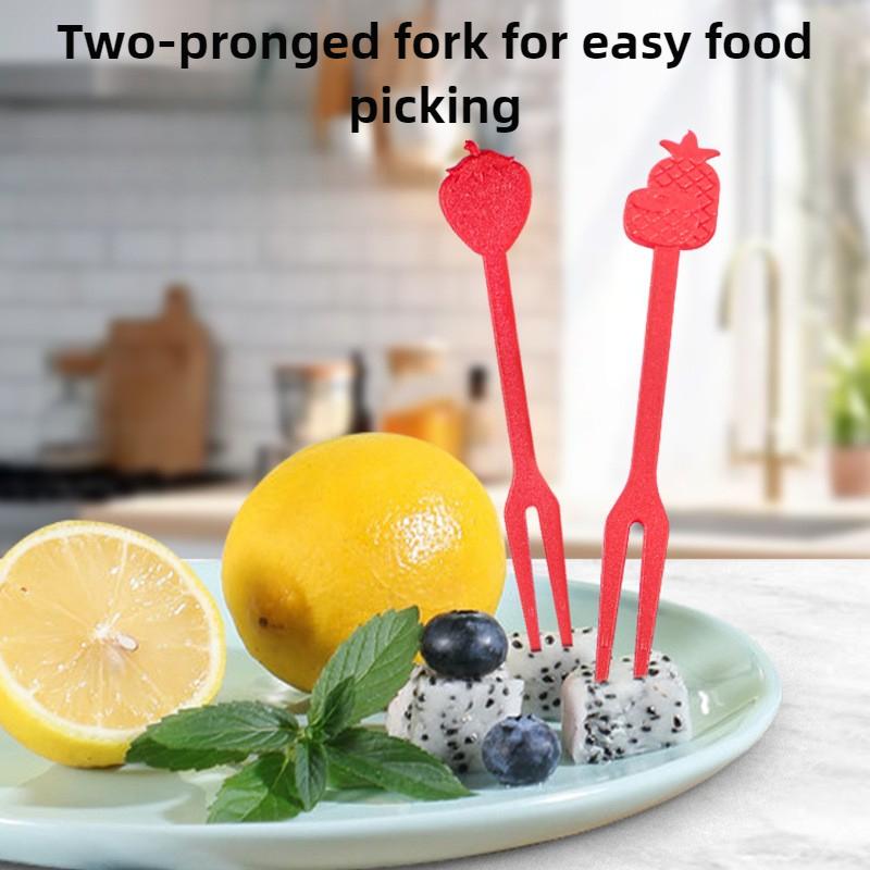 6/12/24/36 Pcs Creative Household Fruit Fork Food Grade Mini Portable Disposable Plastic Forks Skewers for Fruit Cake Desserts