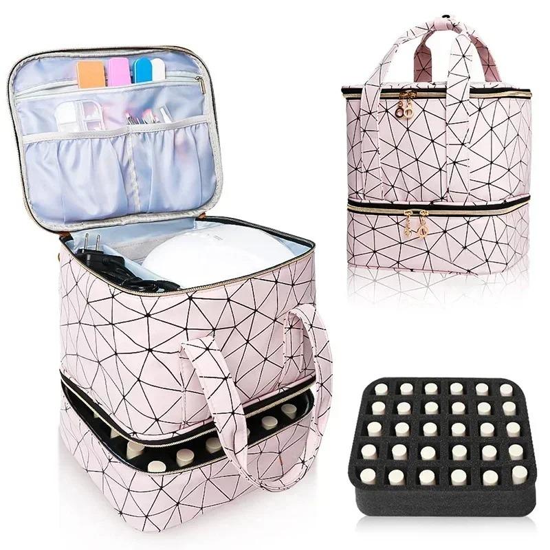 30 Grids Nail Polish Storage Bag Manicure Dryer Case Nail Art Tools Storage Bag Double Layer Nail Polish Gel Handbag Storage Bag