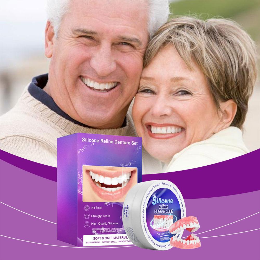 Silicone Denture Set Fit Temporary Orthodontic Teeth Dentures Fake Tooth Oral Hygiene Care Whitening Dentures Simulation Braces