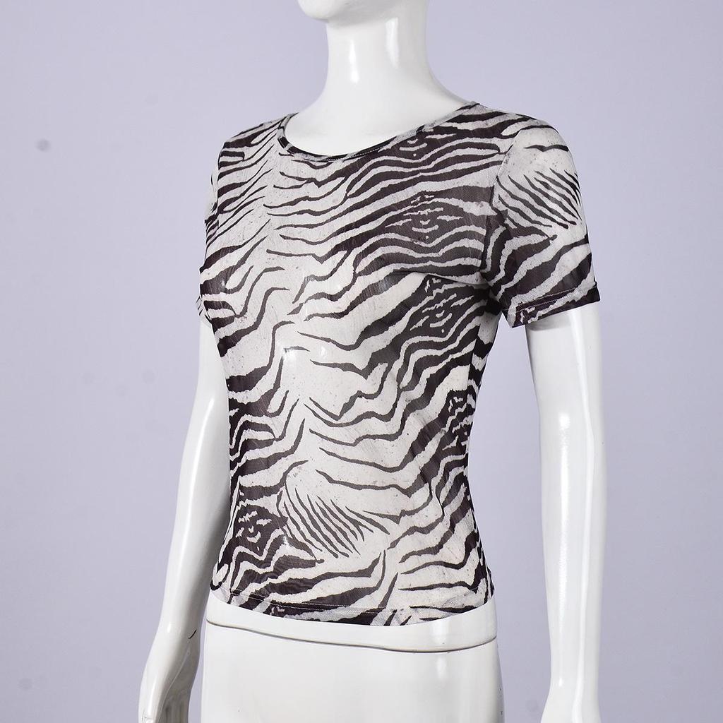 Летний бестселлер 2026: Женский топ европейского и американского стиля, облегающий, с принтом в виде сетки