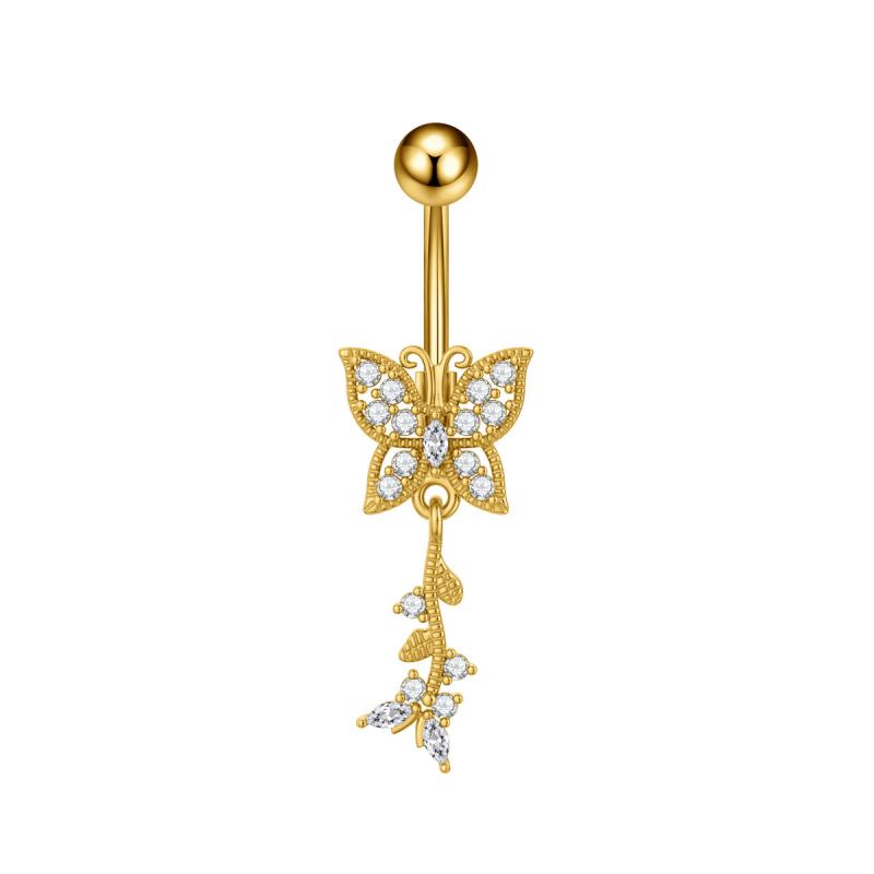 Циркониевый кулон-бабочка с подвеской в виде капли воды, кольцо для пирсинга пупка, сердце, пирсинг пупка для женщин, пляжные украшения для тела