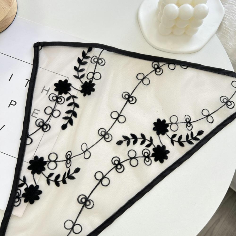 Lace Hair Scarf Embroidered Flower Triangular Scarf Fashion Hair Head Wrap Women