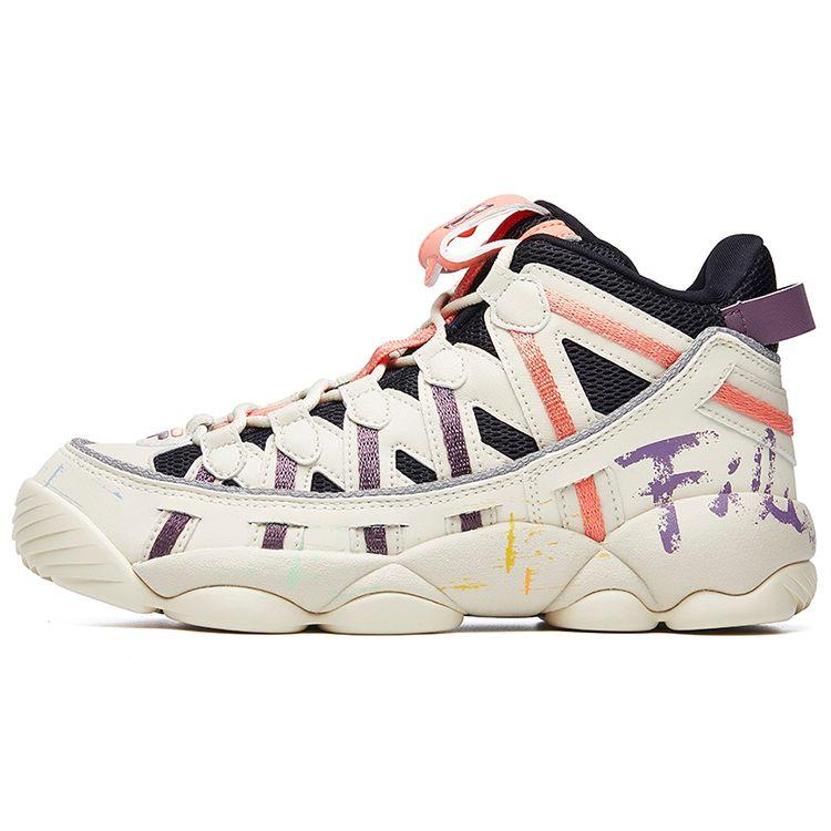 Fila Fusion Спагетти Ткань Синтетическая Кожа Модные Универсальные Высокие Ретро Баскетбольные Кроссовки Женские кроссовки Белый Фиолетовый Оранжевый T12W041204FAN