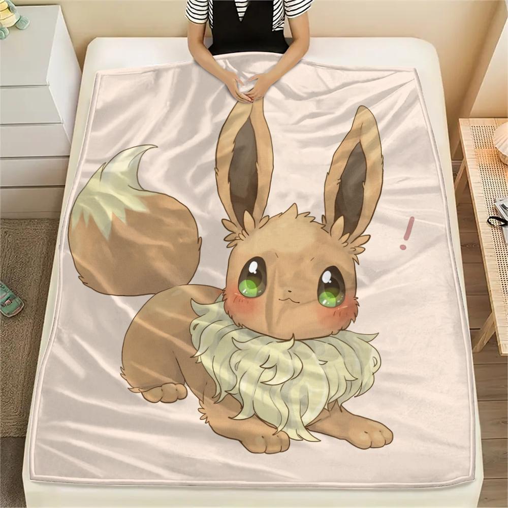 Eevee pattern Flannel Blanket, High quality Comfortable for All Seasons, Home Decor, Warmth and Comfort, Perfect for Gifts.