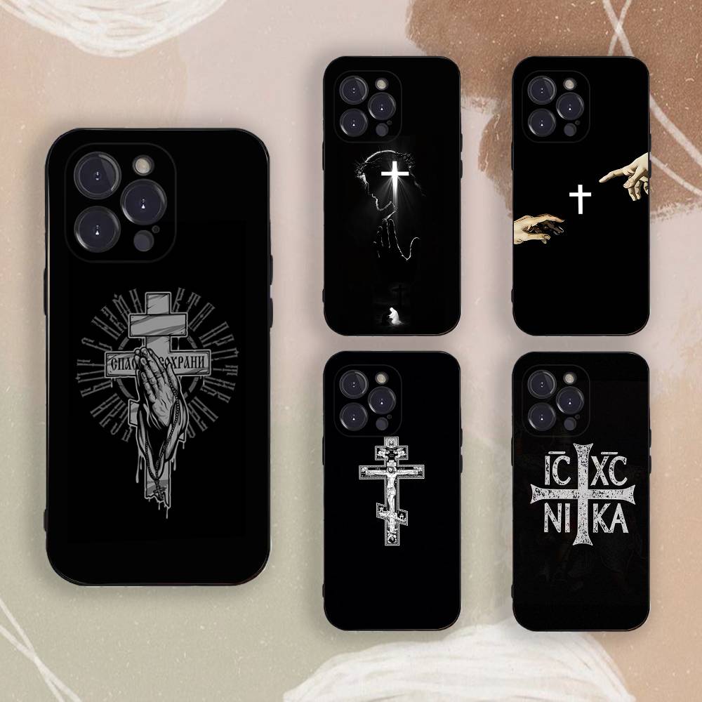 Чехол для телефона с православным крестом для iPhone 17,16,15,14,13,12,11,Pro,X,Xs,MAX,Plus, Мягкий ТПУ, Приятный для кожи Чехол