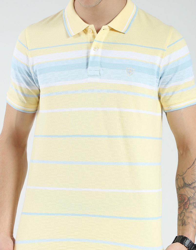 Мужская футболка-поло в полоску стандартного кроя | С рукавом до локтя | Воротник | Повседневная футболка для мужчин