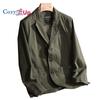Cozy Up Men's Casual Three-Button Stripe Lined Cotton Twill Suit Jacket