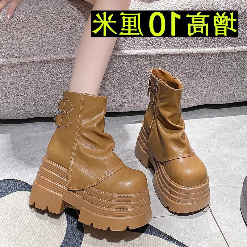 Брюки, увеличивающие рост, короткие сапоги на толстой подошве, ботинки Martin, женские кафтанчики, вельвет в стиле вестерн, маленький мужчина, новая зимняя мода и комфорт