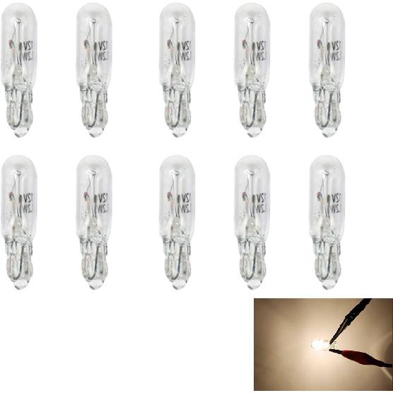 T5 Car Wedge Light 12V 1.2W Bright Auto Dashboard Gauge Side Lamp Multifunctional Width Indicator Instrument Bulb 10 PCS Universal for Most Cars