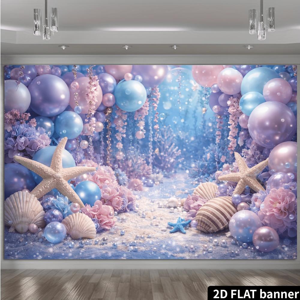 2D plane dreamy underwater party backdrop fabric made of durable polyester material suitable for marine-themed events