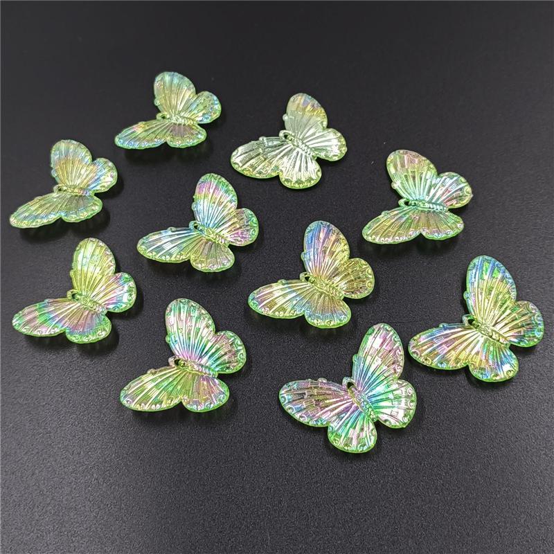 Креативные модные ювелирные изделия, аксессуары, сделай сам, материал для ожерелья, бусины-бабочки, изготовление браслетов, лазерные цветные бусины 30 * 23 мм, 10 шт.