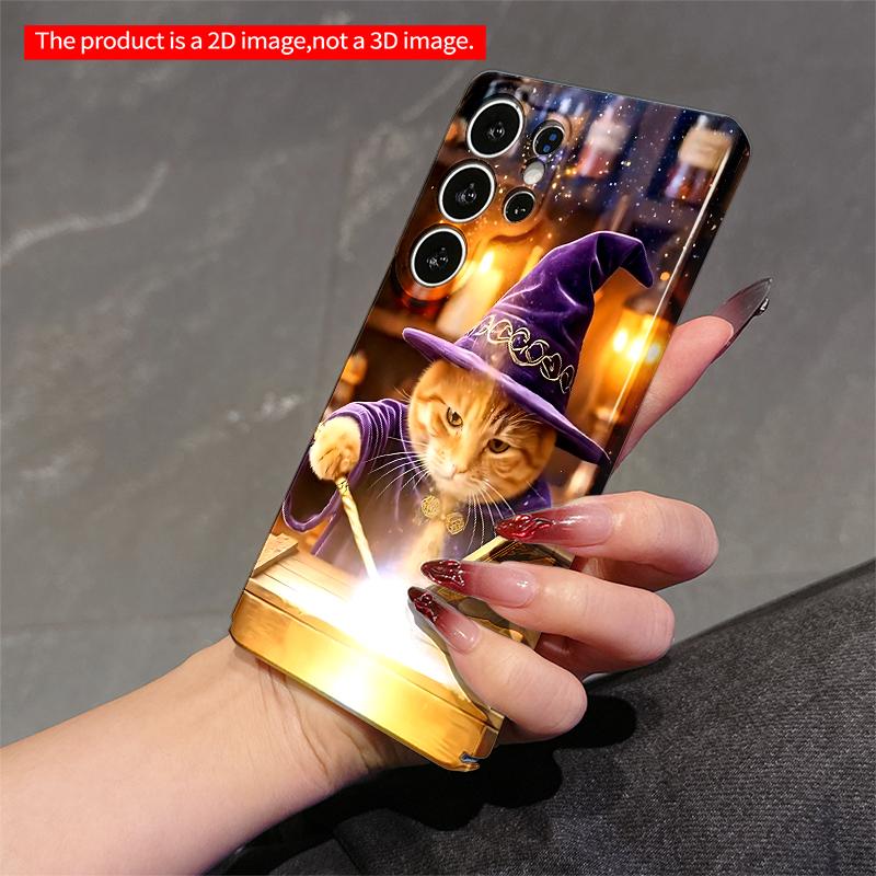 2DFlat Samsung phone case Wizard Cat Casting Spell Applicable to Galaxy S22 S23 S24 S25ULTRA S26 A12 A13 A14 A15 A16