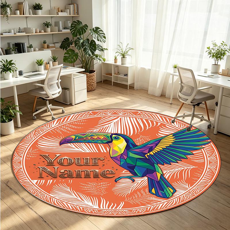 Other Art (90) Theme Round Crystal Velvet Rug Custom Name Text Personalized Floor Mat Home Decor Non Slip Crystal Carpet