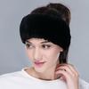 SOMALER Winter Real Rabbit Fur Headband for Women Knitted Rex Rabbit Fur Head Wrap Womens Ear-warmer