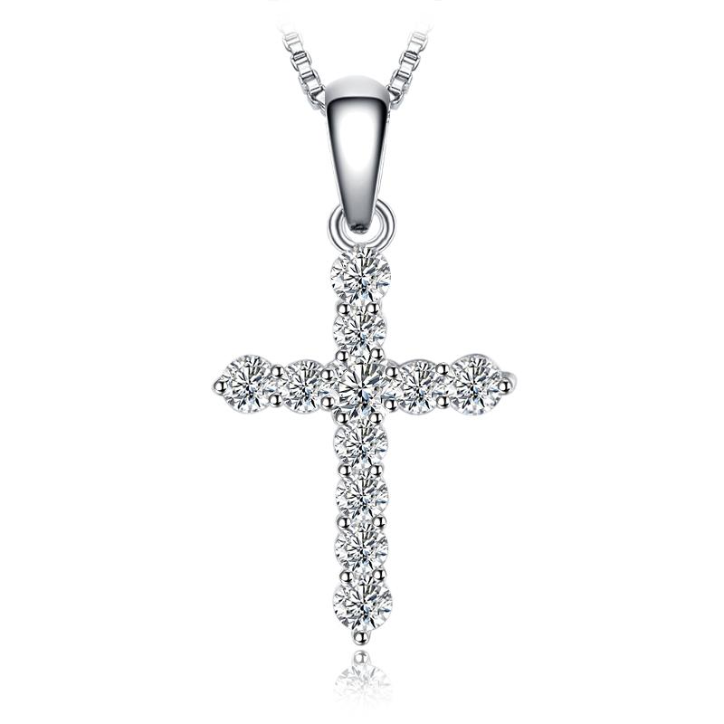 JewelryPalace Крест Боком Кубический Цирконий 925 Пробы Подвеска-ожерелье для Женщин Покрытие Желтым Золотом Розовым Золотом Без Цепочки