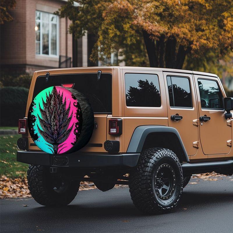 Neon Abstract Plant Tire Cover Cyberpunk Graphic Polyester Spare Wheel Protector for SUV