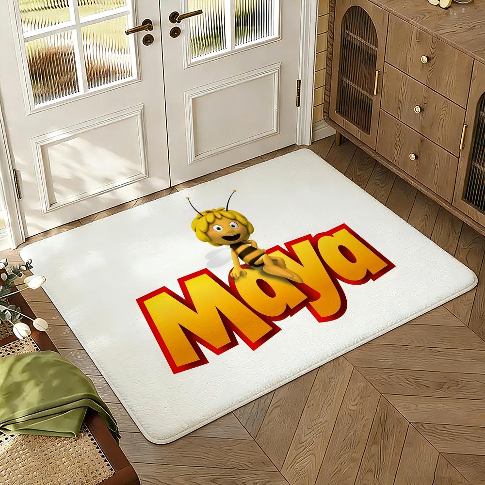Maya the Bee Floor Mat Soft Thickened Absorbent Non-Slip Bedroom Living Room Door Mat Home Decor Flannel Rugs