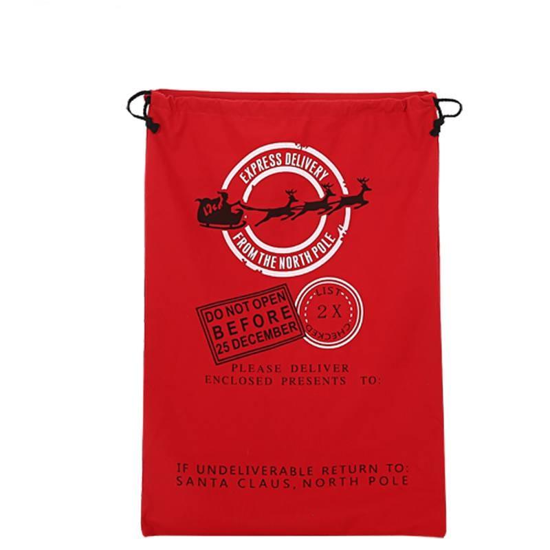 Festive Canvas Gift Bag With Reinforced Drawstring For Holiday Gift Wrap