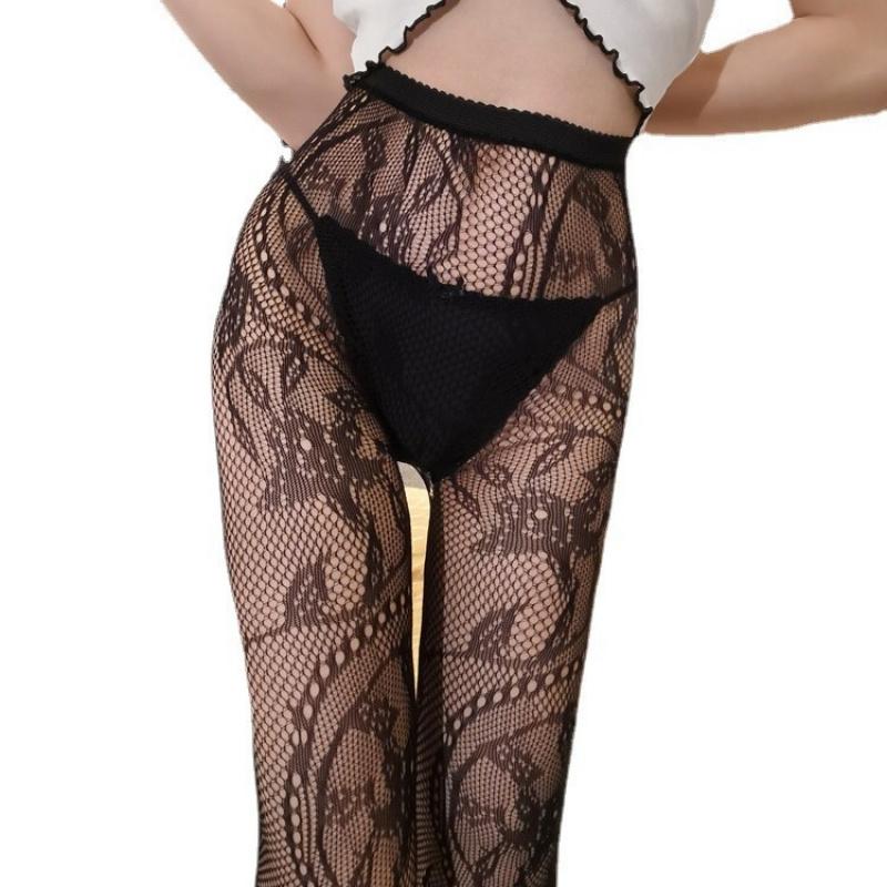 Vintage Tattoo Lace Hollow Fishnet Stockings Totem Small Mesh Pantyhose for Women Sexy Dragon Wind Mesh Stockings