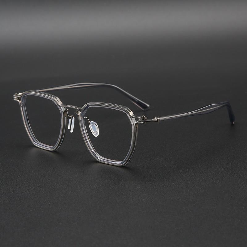 Мужская ретро оправа для очков из чистого титана 160 мм для широких лиц - Совместима с рецептурными линзами