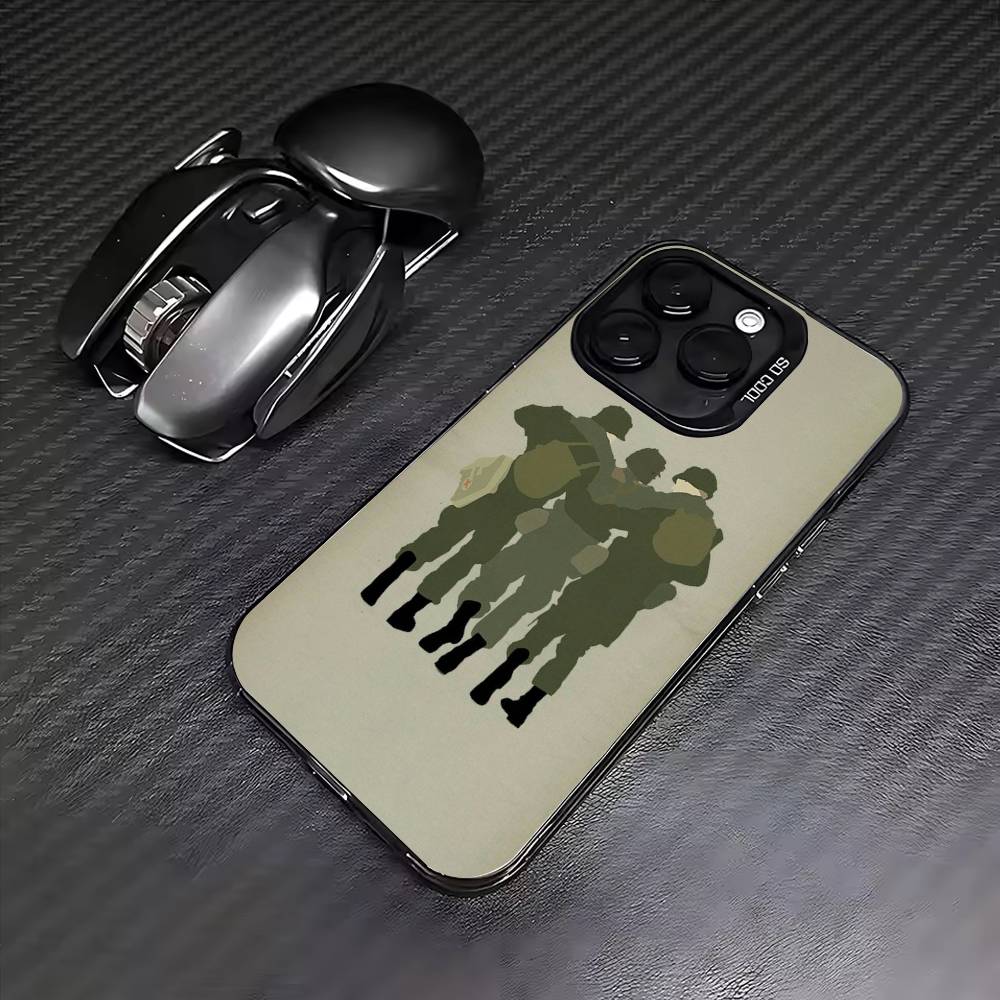 Band of Brothers Phone Case For iPhone17,16,15,14,13,12,11 Plus,Pro Max Colored Silver Plated Inside Cover
