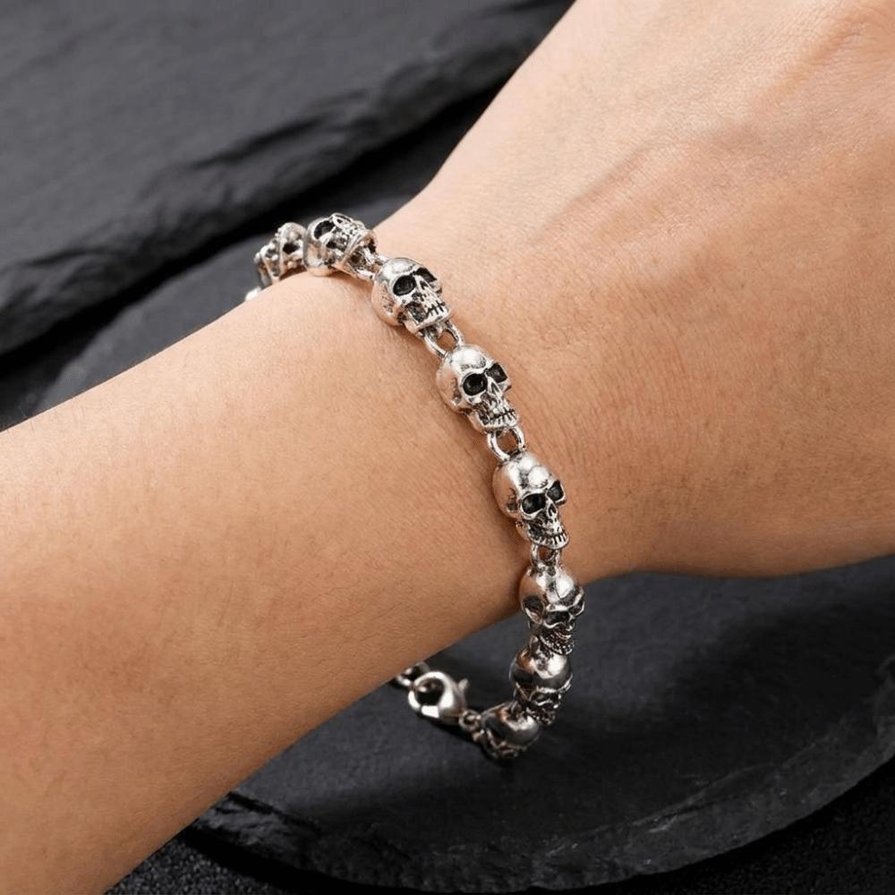 Gothic Clavicle Chain Hip Hop Beaded Bracelet Personality Skull Necklace Hallowmas