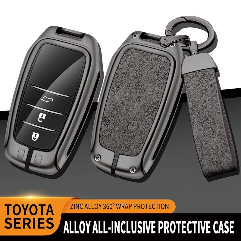 Новый кожаный чехол для ключей из цинкового сплава для Toyota CHR Hilux Fortuner Land Cruiser 200 Camry Corolla Crown RAV4 Highland