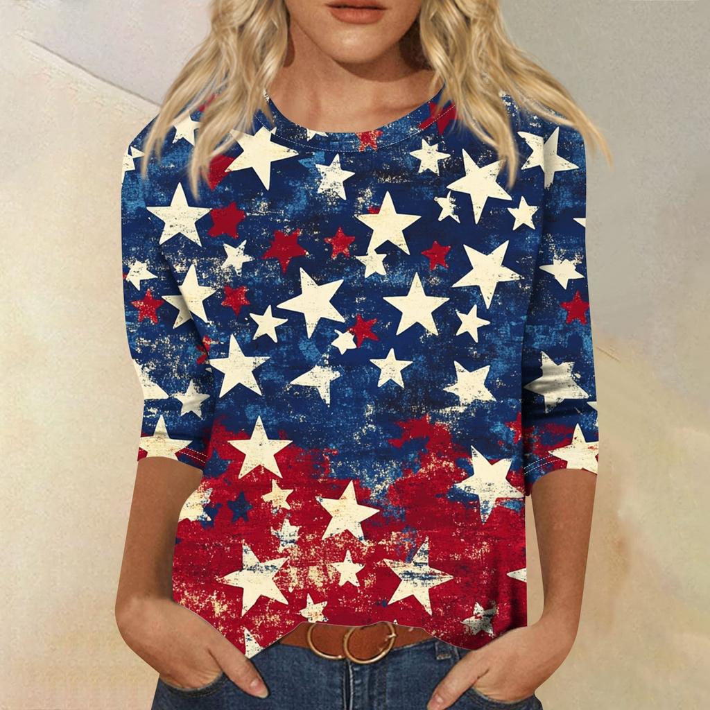 Женская футболка Повседневная футболка с принтом «День независимости», джемпер с круглым вырезом